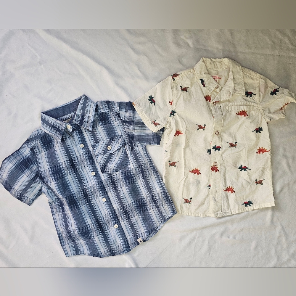 Set Of Two Short-Sleeve Button Down Shirts- Du Pareil Au Meme/Lucky Brand- 3T
